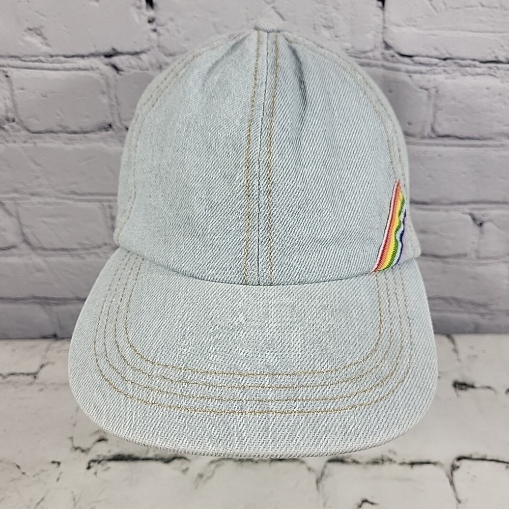 Denim Rainbow Trim Hat Unisex One Size Strapback Baseball Cap